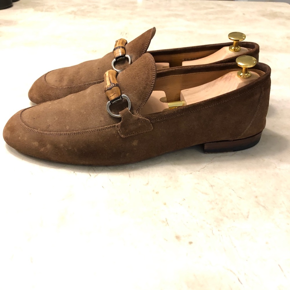 Gucci Brown Suede Loafer with Bamboo Horsebit